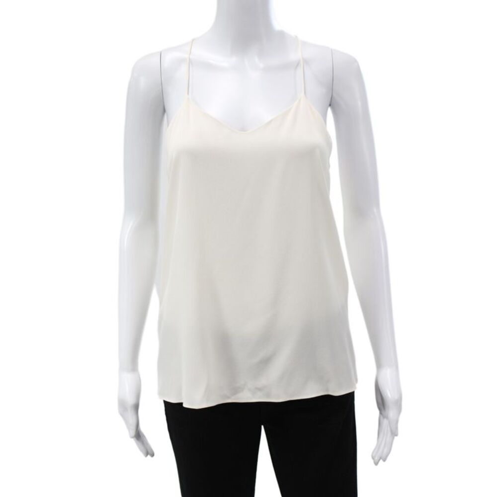 Tibi Womens Ivory Silk V-Neck Sleeveless Camisole Minimalist Size 2